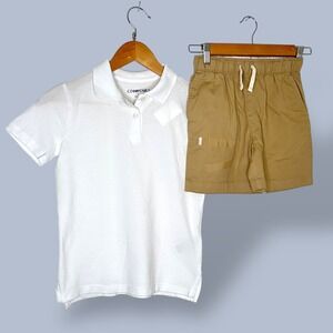 NEW‎ Crewcuts Boys White Polo Shirt Khaki Shorts Set Size 8